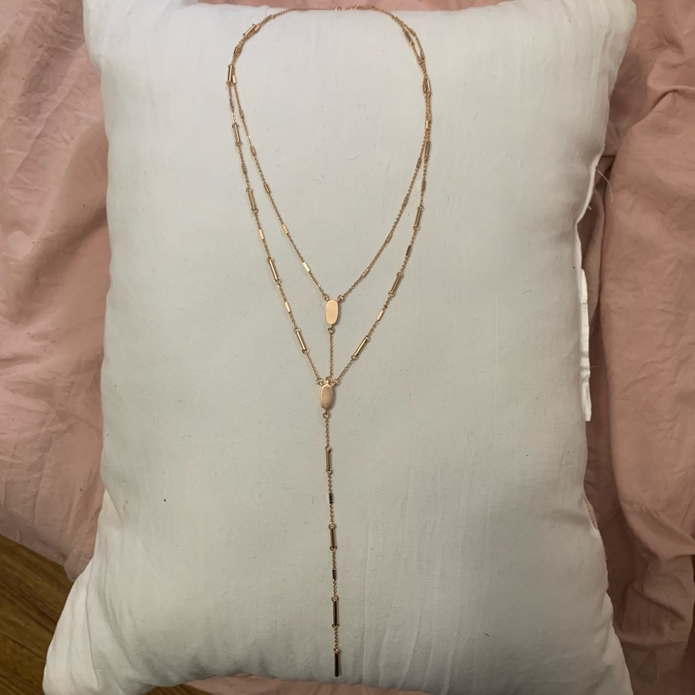 Kendra Scott rose gold double y necklace 15”